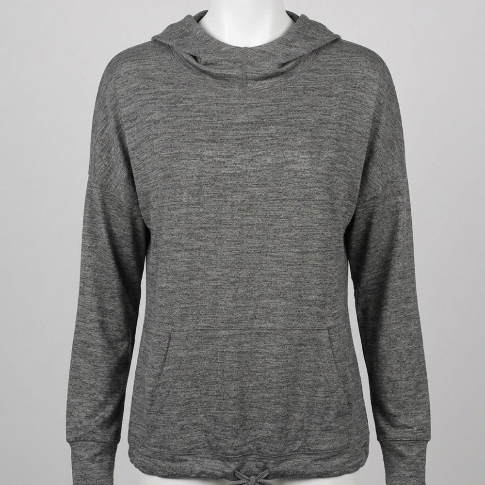 Dip Womens Gray Space Dye Hoodie Pullover Drawstring Hem Athleisure Large